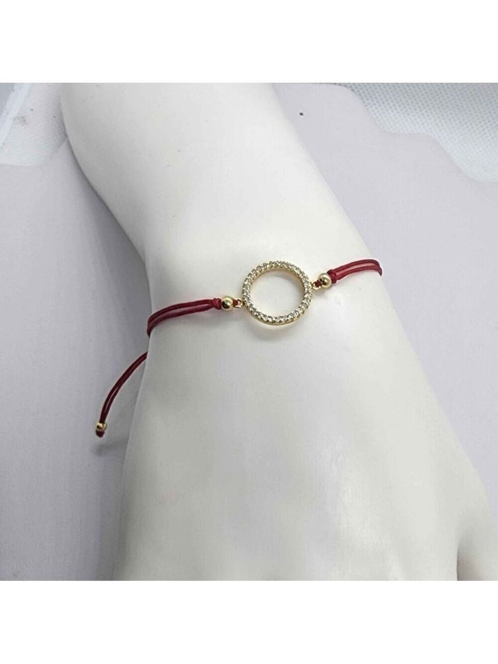 Sterling SIlver 925 Round Design with red string Bracelet